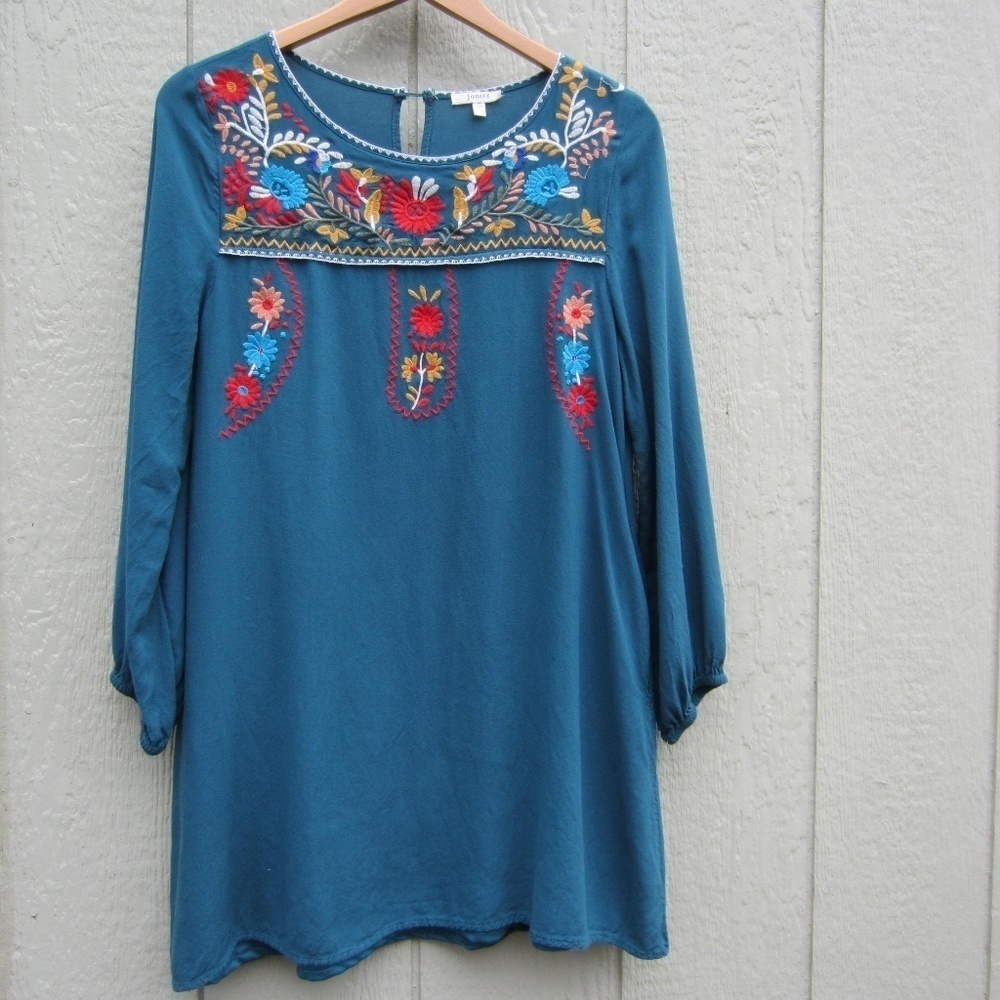 Jodifl Top Womens M Colorful cuff Sleeve Flower Roomy Retro Loose Relax‎ fit